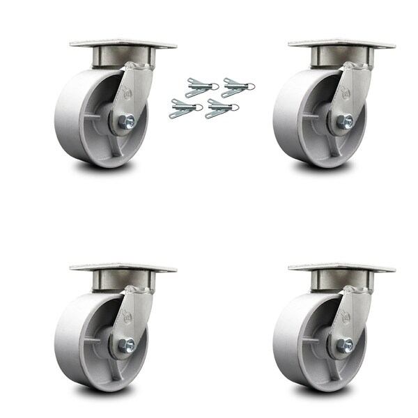 6 Inch Kingpinless Semi Steel Wheel Swivel Caster Set with Swivel Lock SCC